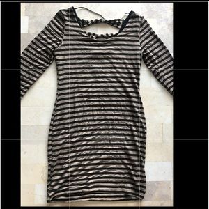 Striped body on dress with back detailing